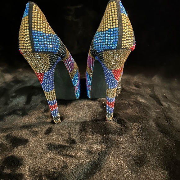 Steve Madden Size 8 Dyvinal Camouflage Rhinestone Crystal Platform 6” Heels - Picture 3 of 9